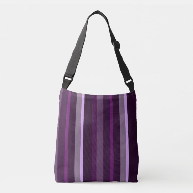 Purple and Pink Abstract Stripes Crossbody Bag (Front)