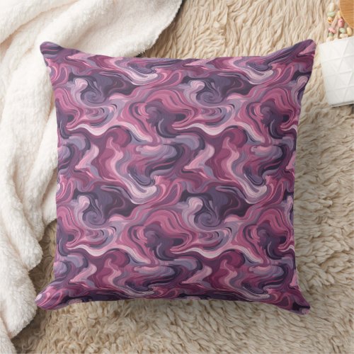 Purple and pink abstract waves  throw pillow