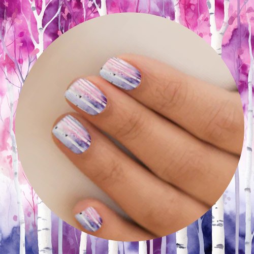 Purple and Pink Aspen Trees for the Holiday Season Minx Nail Art