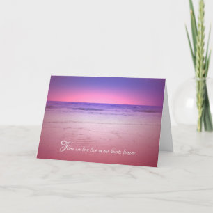 purple and pink beach sunrise sympathy letterpress thank you card
