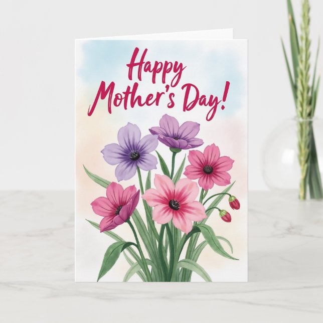 Purple And Pink Bloom Mothers Day Card (Front)