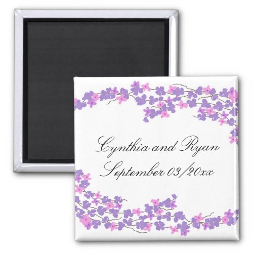 Purple and Pink Blossoms Save the Date Magnet