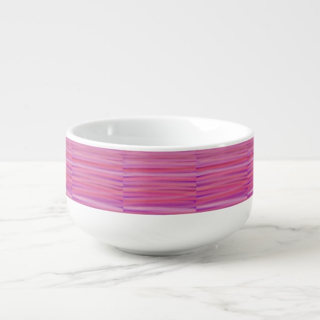 Purple and Pink Brushstrokes Print Soup Bowl (Front)