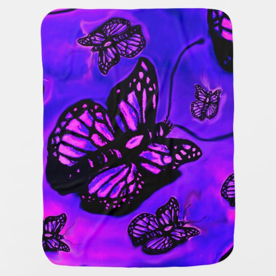 Purple and pink butterfly baby blanket