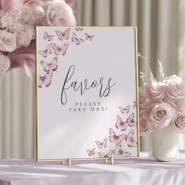 Purple and Pink Butterfly Baby Shower Favor Sign (Creator Uploaded)