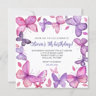 Purple and Pink Butterfly Girl's Birthday