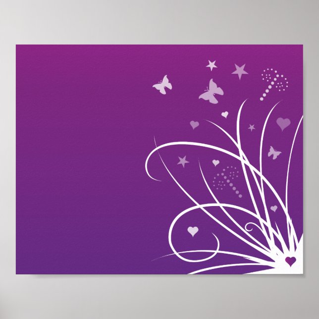 Purple and Pink Butterfly Swirl Poster (Front)