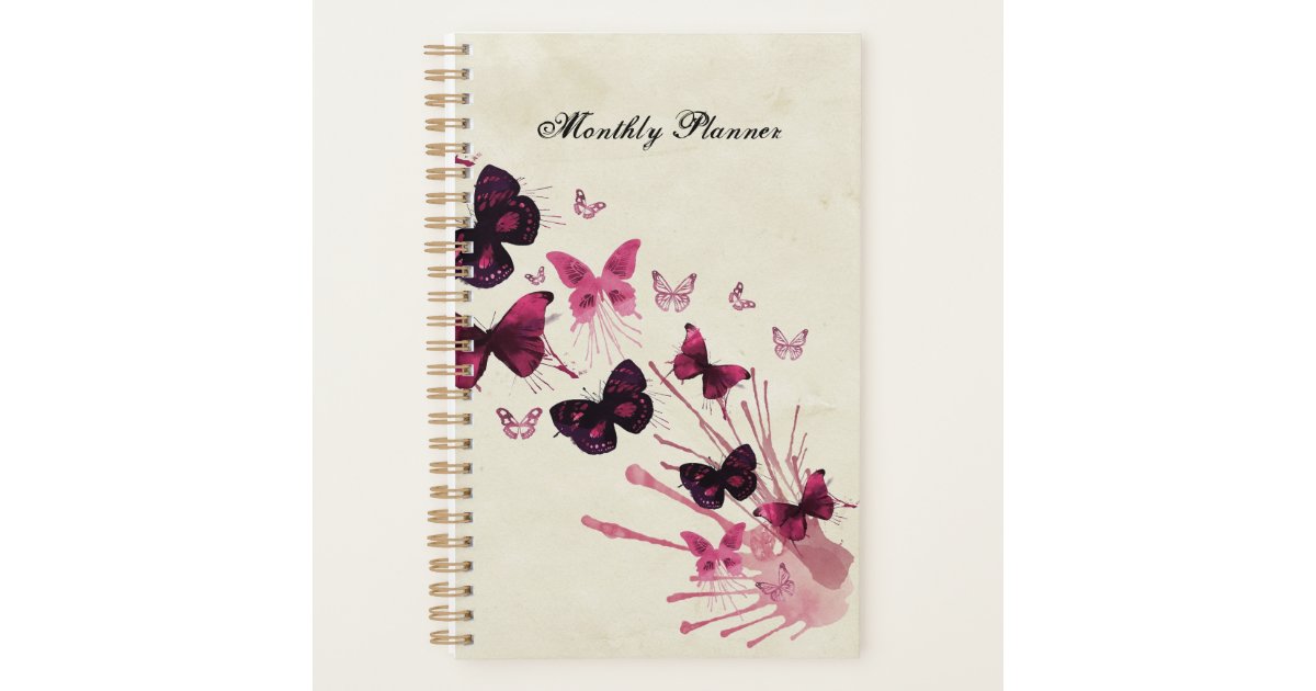 Purple and Pink Butterfly (Updated) Planner | Zazzle