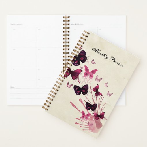 Purple and Pink Butterfly (Updated) Planner | Zazzle