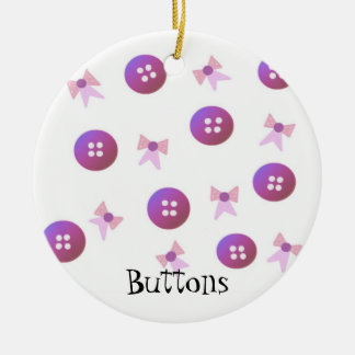 Purple and Pink Buttons and Bows Ceramic Ornament