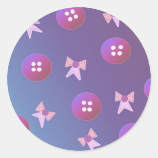 Purple and Pink Buttons and Bows Classic Round Sticker