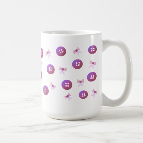 Purple and Pink Buttons and Bows Coffee Mug