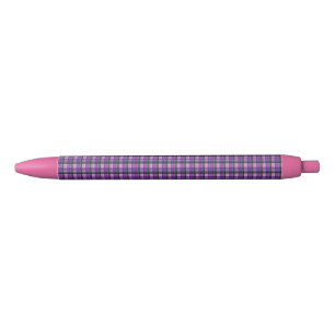 Purple And Pink Checked Tartan Print, Pen