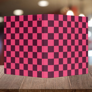 Purple and Pink Checkerboard 3 Ring Binder