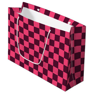 Purple and Pink Checkerboard Large Gift Bag