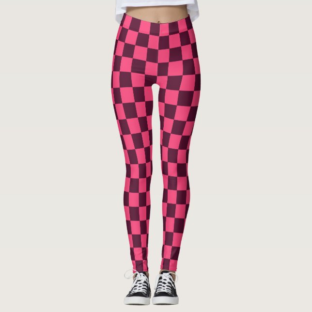 Purple and Pink Checkerboard Leggings (Front)