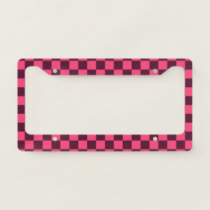 Purple and Pink Checkerboard License Plate Frame