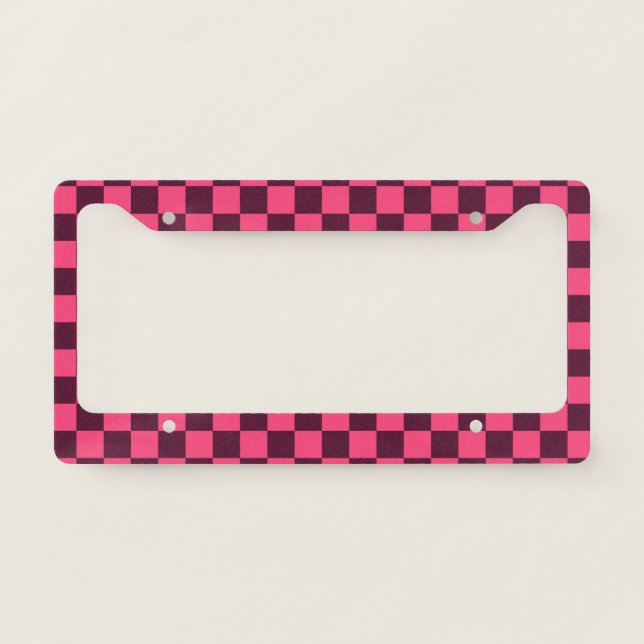 Purple and Pink Checkerboard License Plate Frame (Front)
