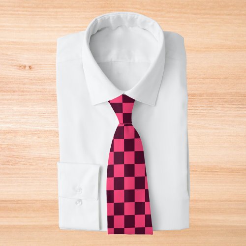 Purple and Pink Checkerboard Neck Tie