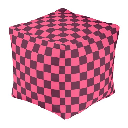 Purple and Pink Checkerboard Pouf