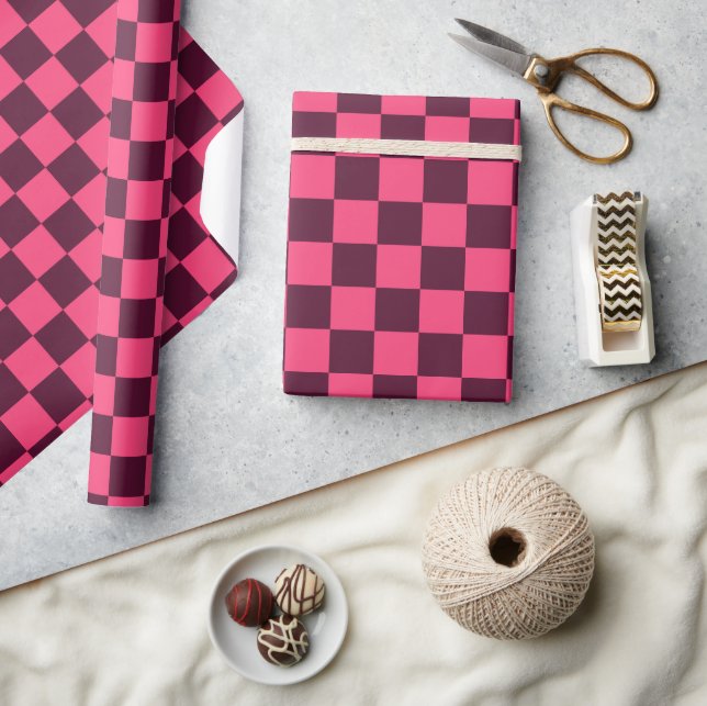 Purple and Pink Checkerboard Wrapping Paper (Crafts)