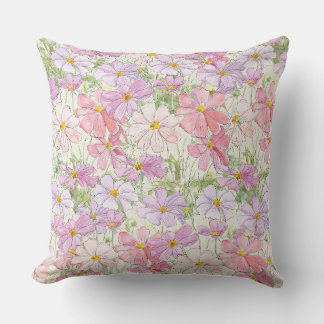 purple and pink cosmos flower Mother's Day pillow