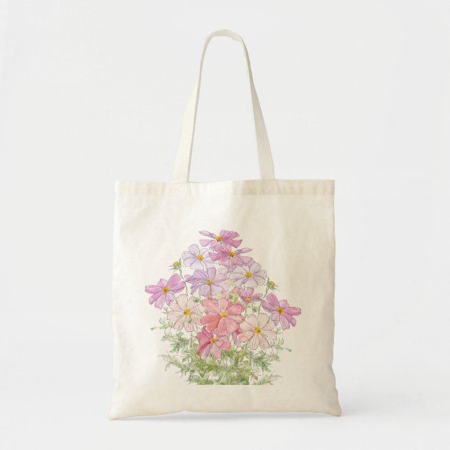 purple and pink cosmos flowers  tote bag (Front)