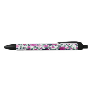 Purple and Pink Country Flower Print Black Ink Pen