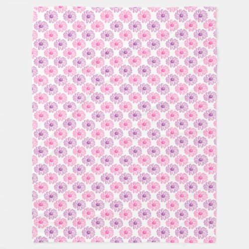 Purple and Pink Daisies Pattern Fleece Blanket