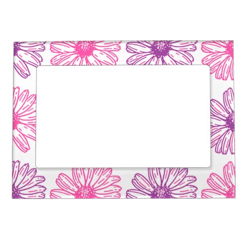 Purple and Pink Daisies Pattern Magnetic Frame