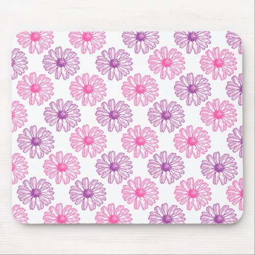 Purple and Pink Daisies Pattern Mouse Pad