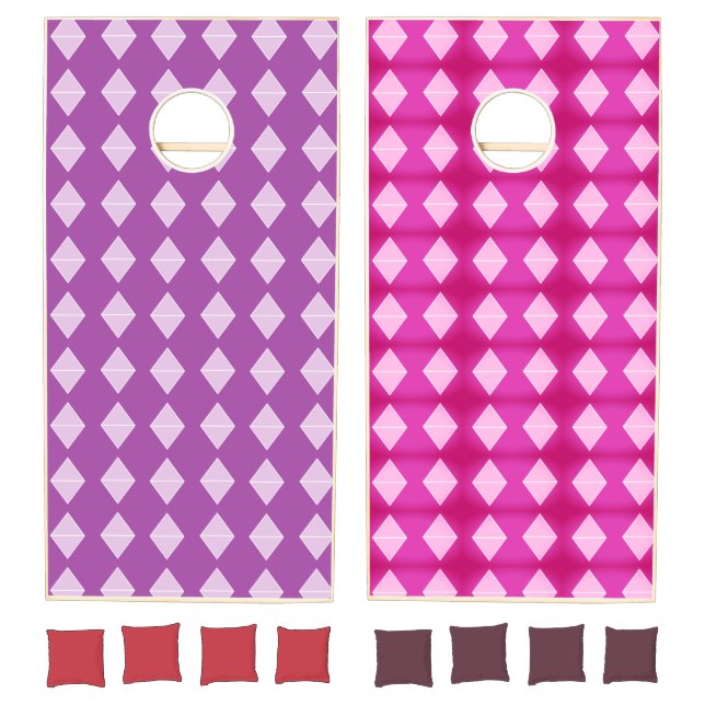 Purple and pink diamond shapes pattern cornhole set (Set)