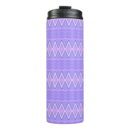 Purple and Pink Diamonds and Waves  Thermal Tumbler