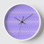 Purple and Pink Diamonds and Waves Throw Pillow Clock