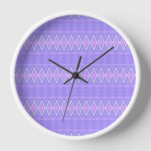 Purple and Pink Diamonds and Waves Throw Pillow Clock