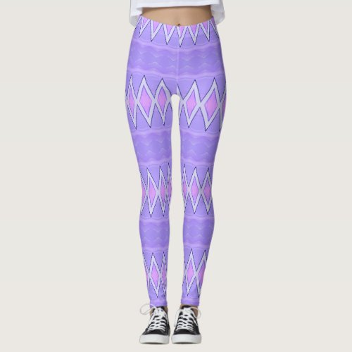 Purple and Pink Diamonds and Waves Throw Pillow Leggings