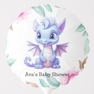 Purple and Pink Dragon Peony Girl Baby Shower Balloon
