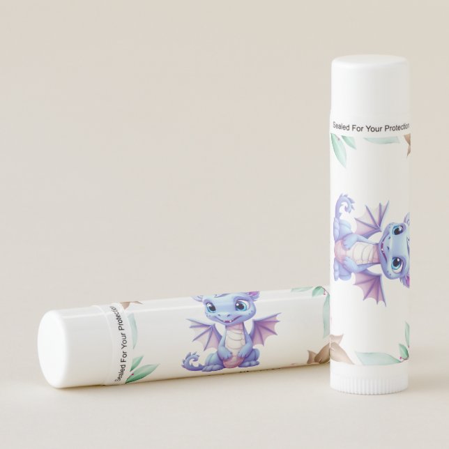 Purple and Pink Dragon Peony Girl Baby Shower Lip Balm (Front)