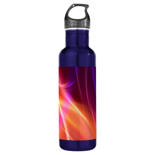 Purple and Pink Dynamic Waves Stainless Steel Water Bottle (Front)