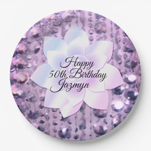 Purple and Pink Elegant and Beaded Paper Plates