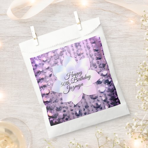 Purple and Pink Elegant Beaded Birthday Favor Bag