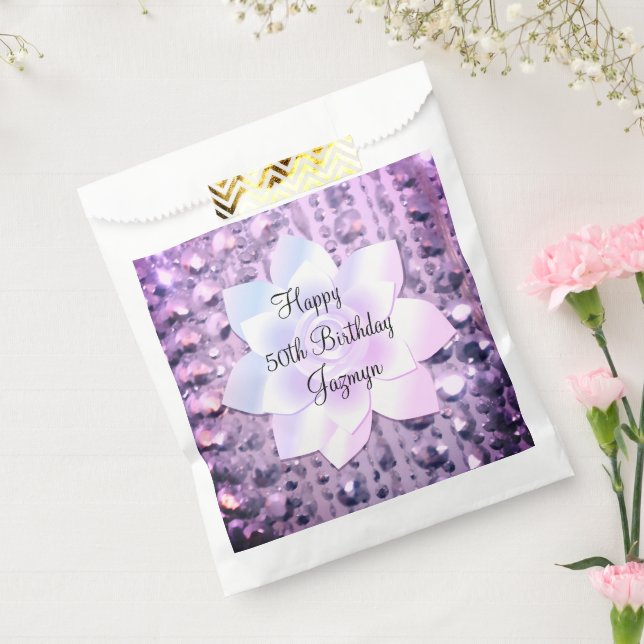 Purple and Pink Elegant Beaded Birthday Favor Bag (Sealed)