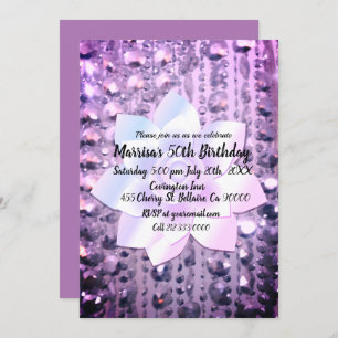 Purple and Pink Elegant Beaded Birthday Invitation