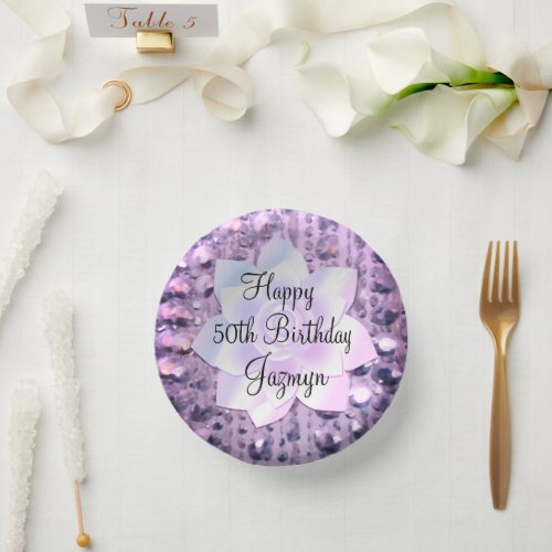 Purple and Pink Elegant Beaded Birthday  Paper Bowls
