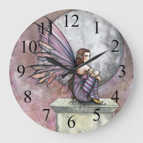 Purple and Pink Fairy and Moon Wall Clock