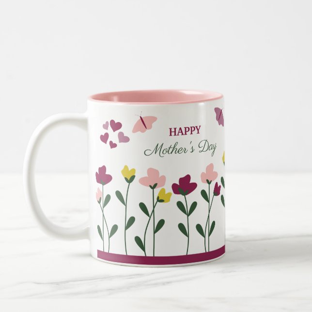 Purple and Pink Floral Mother's Day Mug (Left)
