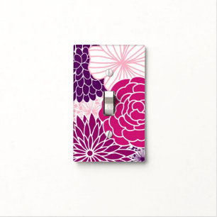 Purple and Pink Floral Pattern Light Switch Cover