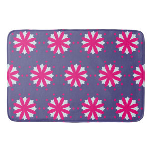 Purple and Pink Floral Shapes Bath Mat
