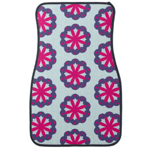 Purple and pink floral shapes illustration car floor mat