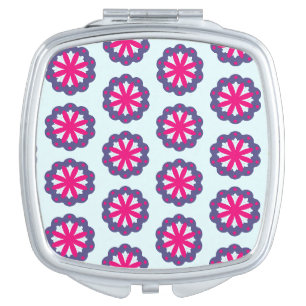 Purple and pink floral shapes illustration compact mirror